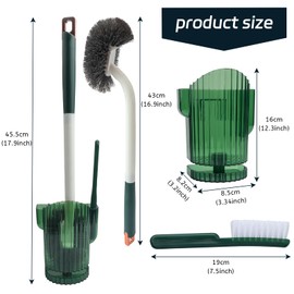 Roellgs 2 Sets Upgrade Toilet Brush, Long Handle Toilet Brush, Plastic Toilet Brush Set with Strong Bristles, Slim Compact Bathroom Toilet Bowl Brush - Toilet Brush Sturdy, Deep Cleaning