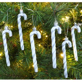 Christmas Concepts® Pack Of 6-130mm (5.2") Glitter Candy Cane Christmas Tree Decorations (Graphite)