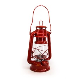 1 x Campfrei Petroleum Lamp 24 cm, 4 Colours, Red, Powder Coated, Glass, Storm Lantern, Camping