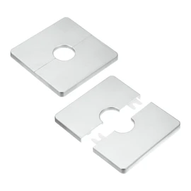 M METERXITY 2-Pack Wall Split Flange, for 0.8 Inch/20mm OD Pipe ABS Escutcheon Plate Square Self-Adhesive Plumbing Cover Plates for Water Pipe/Faucet [Silver Tone]