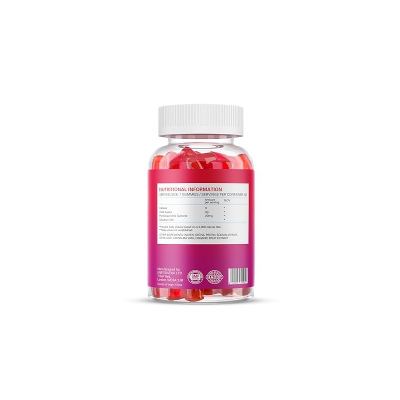 Enevolve PQQ Gummies 20mg Supplement, 2 Month Supply, Mitochondrial Support,