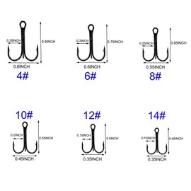 Fishing Treble Hooks Kit High Carbon Steel Hooks Strong Sharp Round Bend for Lures Baits Saltwater Fishing 110pcs/box Mixed 6 Size 4#-14#