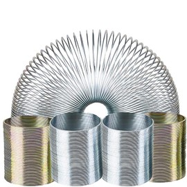 The Dreidel Company Metal Coil Spring, Silver & Gold Metal Magic Springy Toy for Kids, Party Favor, Birthday Parties, Carnival Prizes, Goody Bag Filler, 2” (2-Pack)