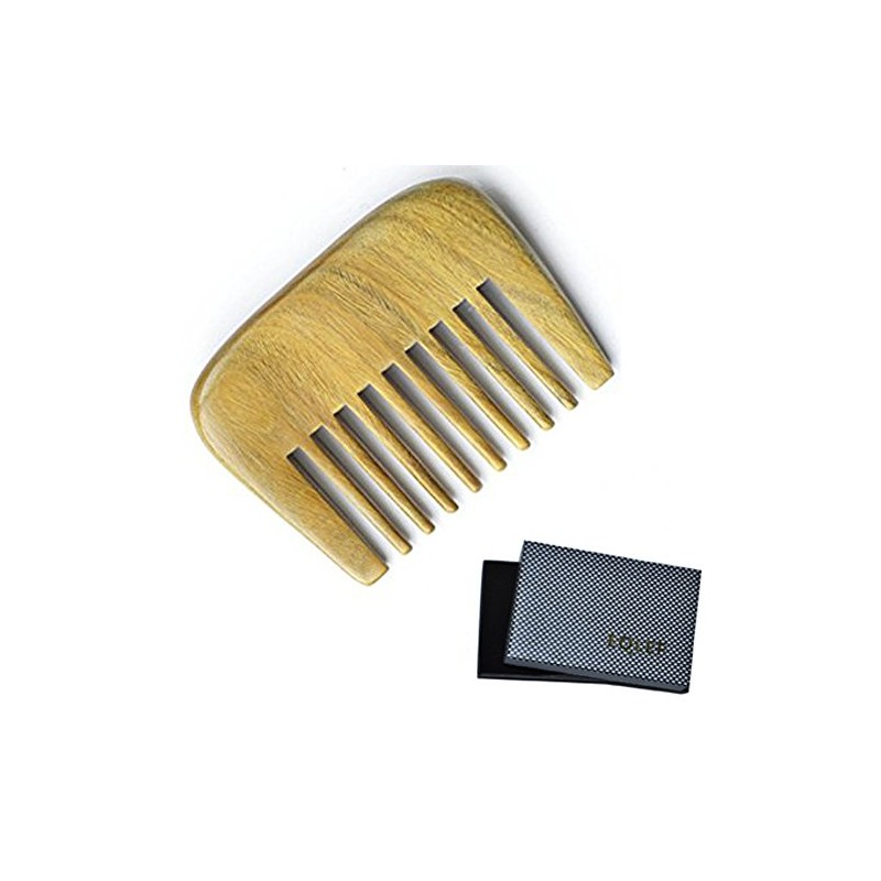 EQLEF Premium Natural Green Sandelholz Wide Tooth Kamm nicht statisch