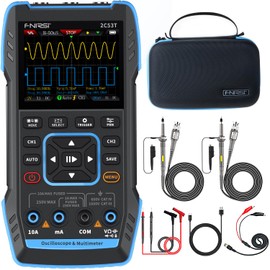 FNIRSI 2C53T Upgraded Handheld Oscilloscope, 50MHz Bandwidth, 3IN1 Digital Oscilloscope Multimeter DDS Generator, 250MS/s Sampling Rate, 19999 Counts, Voltage, Current, Capacitor, Resistor, Diode Test