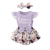 Hevemexy Baby Girl Clothes Daddy's Princess Romper Floral Bowtie Shorts