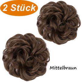 JJstar Pack of 2 Hairpieces with Elastic Band, Bun Hairpiece, Curly Hair Scrunchie with Hair Updo Hairstyles, Hair Extensions, Messy Bun Hairpieces for Women, Girls, Ponytail