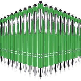 Zonon 38 Pieces Rubberized Ballpoint Pen with Stylus Tip Stylish Metal Pen Capacitive Styli with Soft Rubberized Grip, Black Ink for Most Devices(Green)