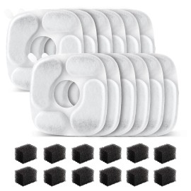 Manfcat Cat Water Fountain Filter 24 Pack with Pre-Filter Sponges for 95oz Fountain