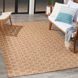 Nourison Reversible Indoor Outdoor Geometric Natural 4' x 6' Area Rug, Easy Cleaning, Non Shedding, Bed Room, Living Room, Dining Room, Kitchen (4x6)