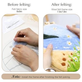 YYKSYDPT Needle felting Ktarter Kit Wool Felt Painting for Beginners Rural Landscape Pattern Wool Felt Wall Decoration (Style F)