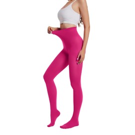 HeyUU Women’s Colourful, Semi-Opaque Support Tights, 80 Denier, Microfiber, pink-red