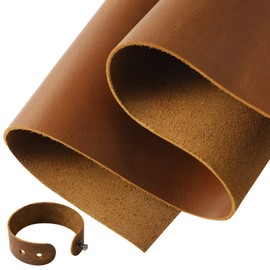 RingSun Bourbon Brown 10''X10'' Leather Sheets for Leather Crafts (2mm), Full Grain Leather Tooling Leather