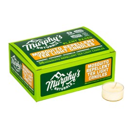 Murphy's Naturals Velas repelentes de mosquitos, sin DEET, hechas con aceites esenciales y una mezcla de cera de soja y abeja, 4 horas de combustión por vela, 36 velas por caja