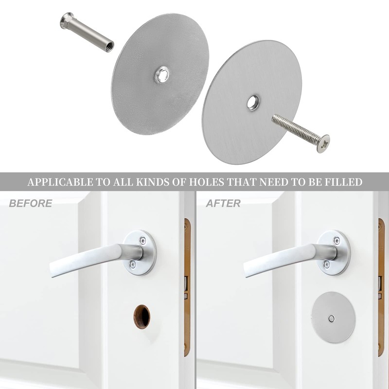 NAUBEA 2 Pack Door Hole Cover Plate Brushed Satin Nickel
