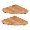 ADOCARN 2pcs Fan-Shaped Corner Shelf 6-Inch Rubberwood Wall Mounted Floating