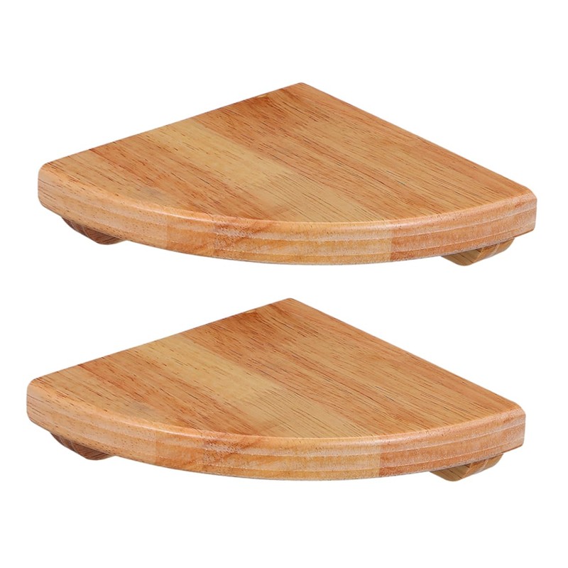 ADOCARN 2pcs Fan-Shaped Corner Shelf 6-Inch Rubberwood Wall Mounted Floating