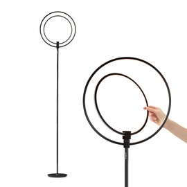 Brightech Eclipse Dimmable LED Floor Lamp, Modern Torchiere Floor Lamp for Living Rooms & Offices – Super Bright Tall Lamp with Dimmable Options for Reading, Standing Lamp Living Room Décor - Black