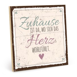 TypeStoff HS-00527 Wooden Sign with Saying – Home Is Da, Where the Heart Feels Well – Vintage Look with Quote as a Gift and Decoration