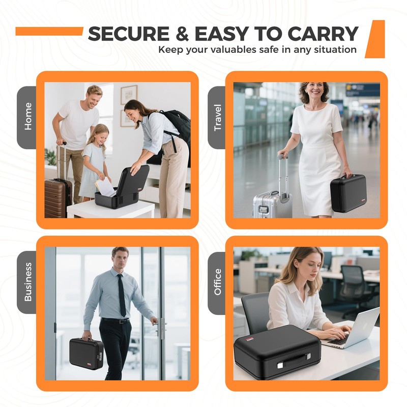 EDMUED Fireproof Document Box with Combination Lock - Fire &