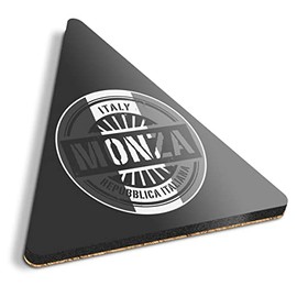 1 x Triangle Coaster - BW - Monza Italy Italian Flag Travel Cork Backed MDF Glossy Tea Coffee Accessory #40560