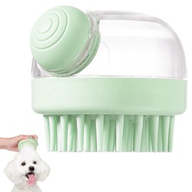 Pet brush, pet massage brush for cats and dogs, multifunctional bath brush with shampoo dispenser, suitable for puppies and cats or other furry pets (Green)