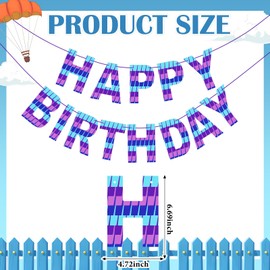 VitalCozy Video Game Birthday Banner Gaming Party Blue Purple Pre-strung Banner for Video Game and Battle Gaming Party Decoration Supplies