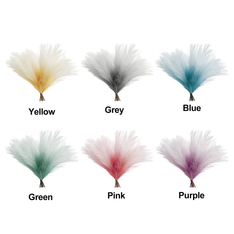8Pcs Artificial Pampas Grass Versatile Decorative Gradient Green Modern Vase