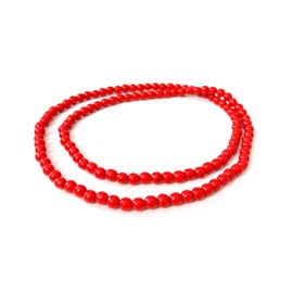 POYAMUSE Beaded Strand Necklace for Men and Women - Handmade African Necklace with 8mm Natural Wood Beads, HipHop Wooden Strand Necklace for Women and Men - Red