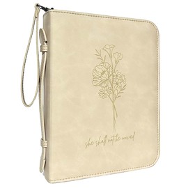 Bible Cover Case for Women, Large Bible Covers for Women (≤ 9.5 x 7 x 2.1) Durable PU Leather Bible Case w/Debossed Floral Design, Bible Case for Women, Bible Cases for Woman, Minimalist Design