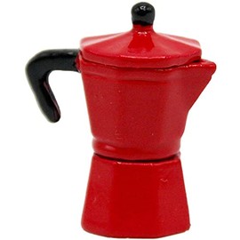 Dollhouse Red Italian Espresso Coffee Pot Miniature Kitchen Stove Accessories