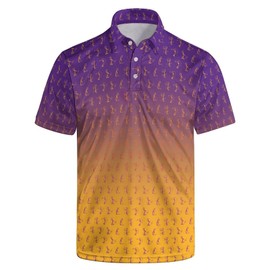 Men's Purple Yellow Golf Polo Shirt Dry Fit Golf Polo Shirt Performance Polo Shirt Golf Apparel for Men Moisture Wicking Golf Shirt L