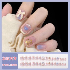 Gel Nail Curing Type, Gel Nail Seal Hardening Type, Nail Reinforcement Protection, Nail Tip, Hand Use, For Office Commutes, Simple, Gel Nail Seals, 24 Pieces, Bowtie