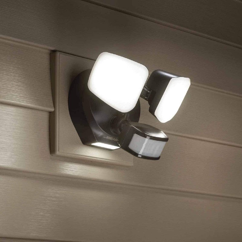 Beams Wired Floodlight - 2-Head Outdoor Motion Sensing LED Security