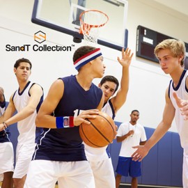 Striped Sweatband Set - Sport Sweat Band and Wrist Band (Puerto Rico)