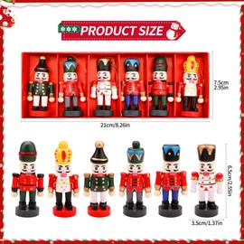 Christmas Ornament Nutcracker Soldiers,6 Pcs Mini Christmas Nutcracker Figures for Children,Adults,6 cm Wooden Christmas Tree Nutcracker Ornaments for Christmas Party,Xmas Ornament Gifts
