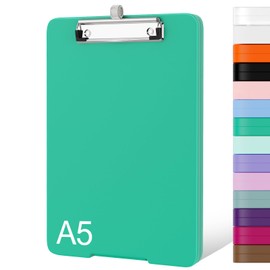 Piasoenc Small Clipboard with Storage, A5 Clipboard with Pen Holder, Plastic Clipboard with Low Profile Clip for Nurses, Teachers, Lawer, Green