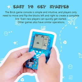 CZT Creative Transparent Brick Machine Retro Game Console Handheld Game Console Interesting Puzzle Games Anytime Anywhere Play Children's Gifts Student Gifts Pocket Game Console (Blue)