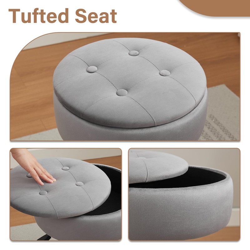 Gitrah Vanity Chair with Wheels Adjustable Vanity Stool with Storage