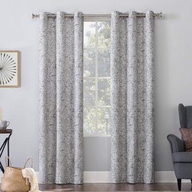 No. 918 Kenji Medallion Draft Shield Fleece Insulated Energy Efficient Grommet Curtain Panel, 40" x 63", Gray