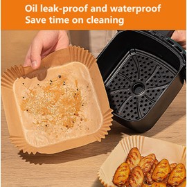 HONYAO Air Fryer Paper Liners for 5.5-8 Qt Airfryer, 200pcs 7.9 x 7.9 inch XL Square Disposable Parchment Tray