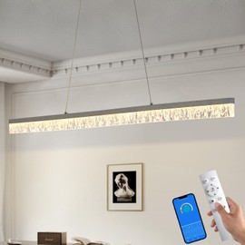 Ruibutrade 50" LED Linear Pendant Light Fixtures with Remote, Dimmable Modern Island Lights for Kitchen, 3000K-6000k Pool Table Light for Dining Room, Living Room, Bar