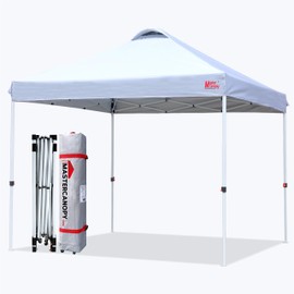 MASTERCANOPY Pop-up Canopy Tent Commercial Instant Canopy with Wheeled Bag,Canopy Sandbags x4,Tent Stakesx4(White)