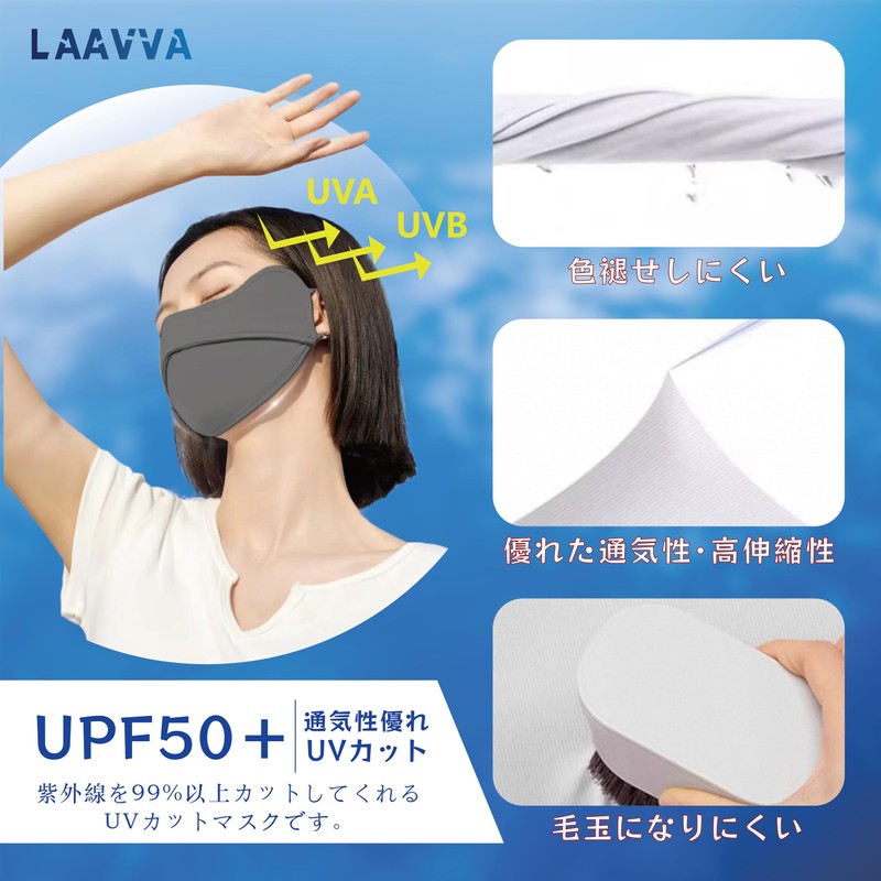 LAAVVA UV Protection Mask, Cooling Sensation, 99% UV Protection, UPF
