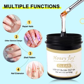 Builder Nail Gel - 100g/3.52oz Clear Hard Gel Builder for Nails, Super Hard Nail Builder Gel Nail Extension Gel for Nail Strengthen DIY Nail Art Manicure (Clear)