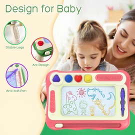 Tgxlak Magnetic Drawing Board, Toddler Toys for 1-3 Year Old, Boy Toys for Toddlers, Doodle Board Pad Learning and Educational Toys for 1 2 3 Year Old Baby Kids Birthday Gift （Cute Pink）