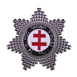 In Hog Signo Vinoes Metal Brooch Pin Mosonic Knight Templar Brooch Flower Shape Medal Accessories, Metal
