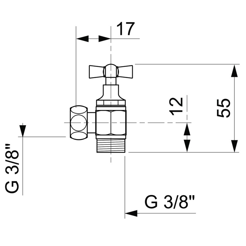 Wirquin 19521005 R21 Chromium Angled Stopcock