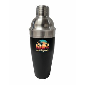 R and R Imports Los Angeles California Design C Souvenir 24 oz Stainless Steel Cocktail Shaker Black Single