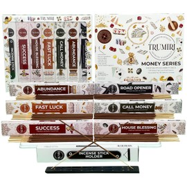 Money Incense Sticks - Total 120 Insence-Sticks (20 Inscents x 6 Insense) Inciensos Aromaticos para La Casa Incents to Attract Money Luck Success Abundance Blessing Road Opener + Incense Holder